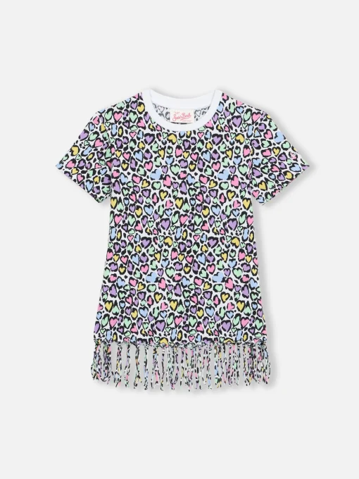 Abito Abbey da bambina con frange e stampa animalier