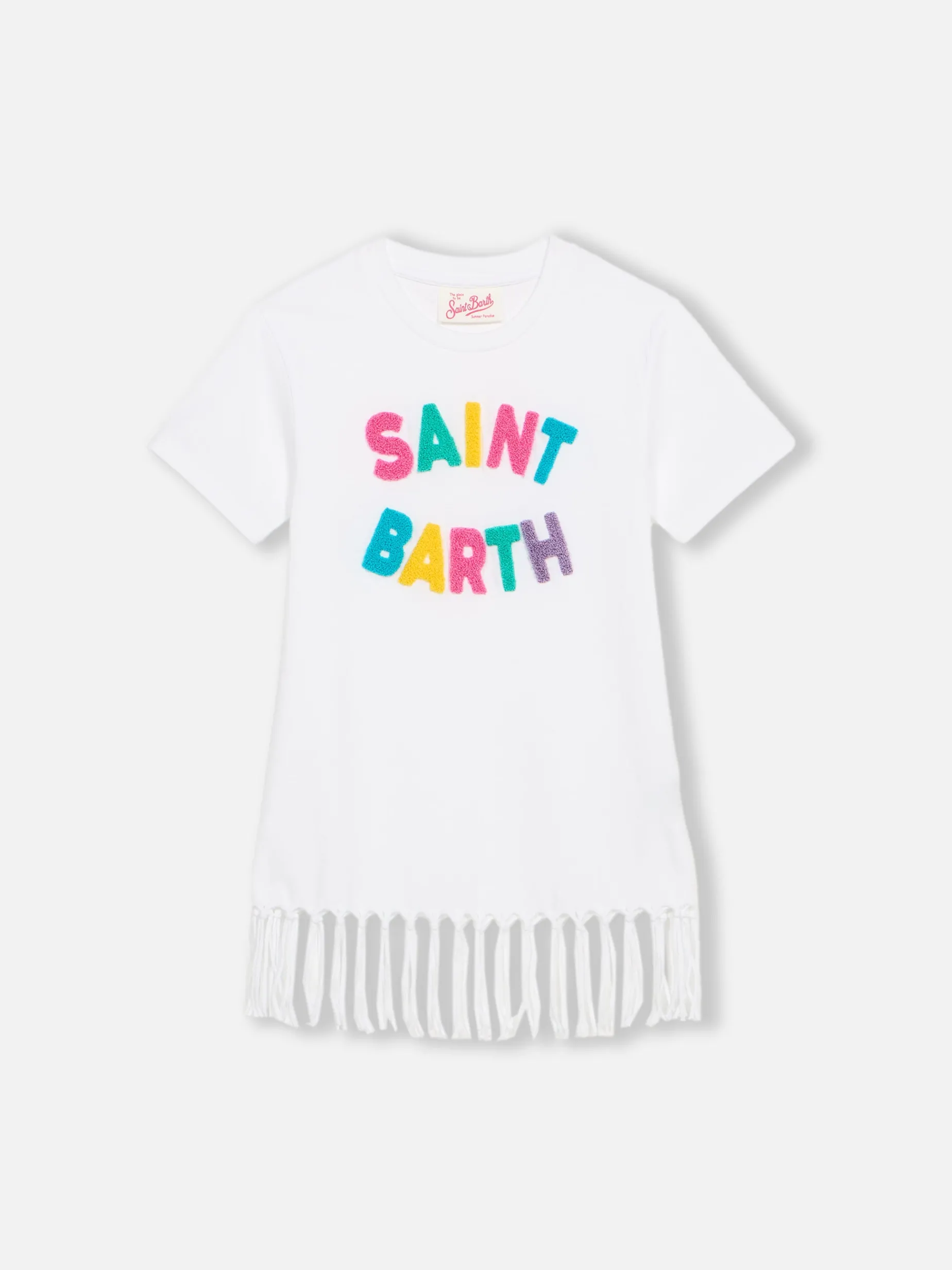 Abito Abbey da bambina con frange e patch in spugna