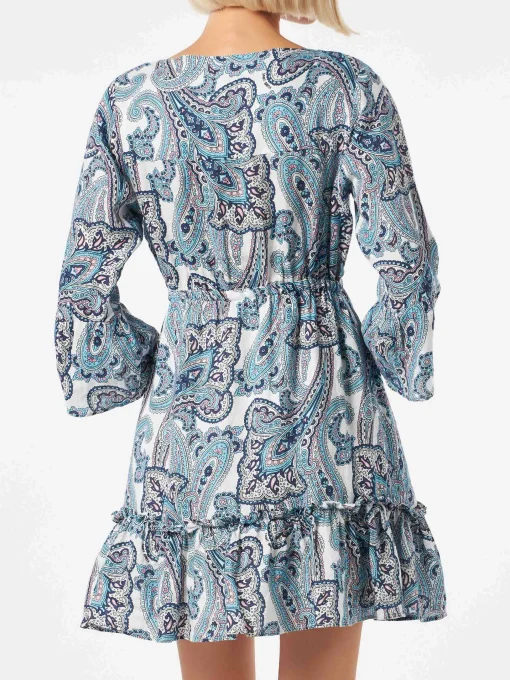 Abito corto da donna con stampa paisley