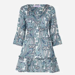 Abito corto da donna con stampa paisley