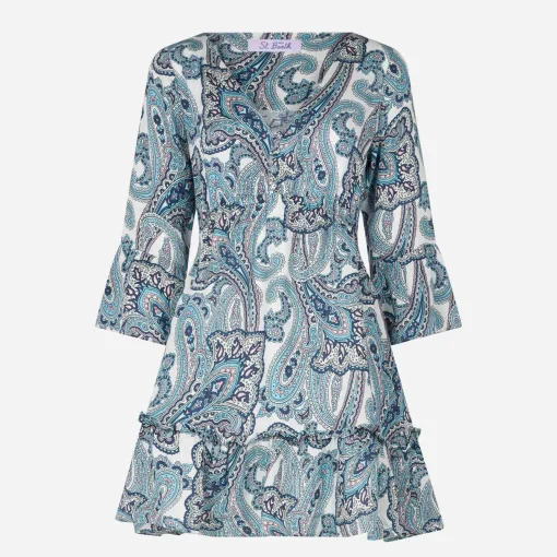 Abito corto da donna con stampa paisley