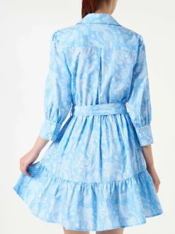 Abito corto in cotone stampa paisley