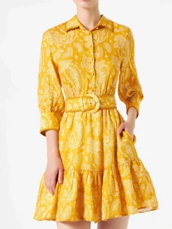 Abito corto in lino stampa paisley