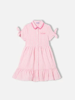 Abito da bambina con stampa vichy bianchi e rosa