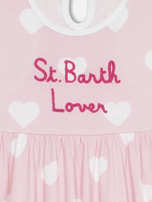 Abito da bambina in cotone Masha con stampa e ricamo "St Barth lover"