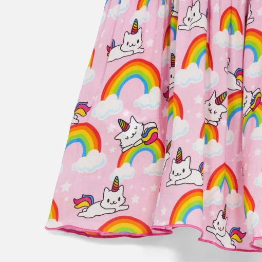 Abito da bambina stampa gatto unicorno