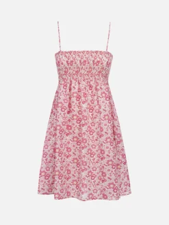 Abito da donna Betsy in cotone Hawa con ricamo punto smock | REALIZZATO CON TESSUTO LIBERTY