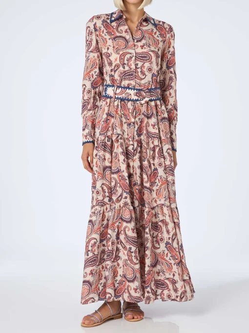 Abito da donna in lino Marbella con stampa paisley