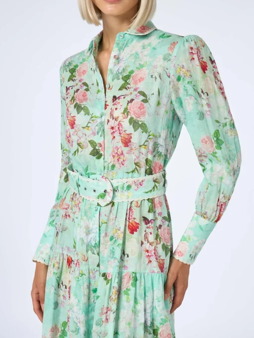 Abito da donna in lino Marbella con stampa floreale