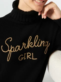 Abito da donna in maglia con ricamo Girl scintillante