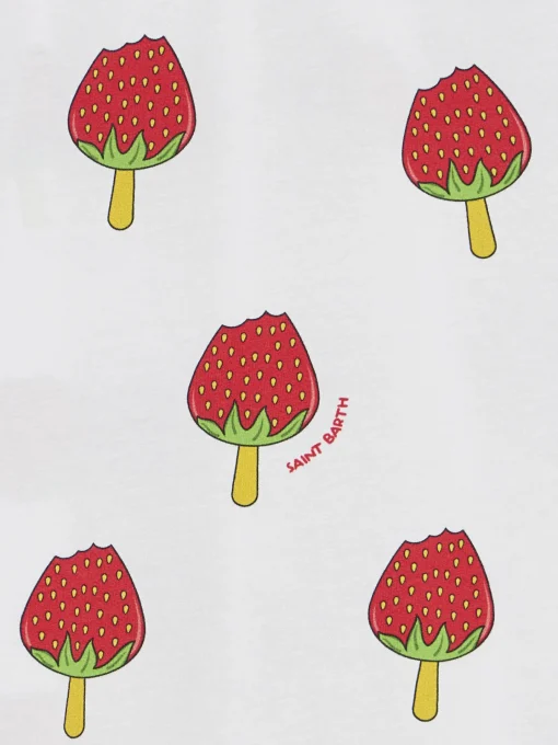 Abito in cotone da bambina Masha con stampa ghiacciolo alla fragola