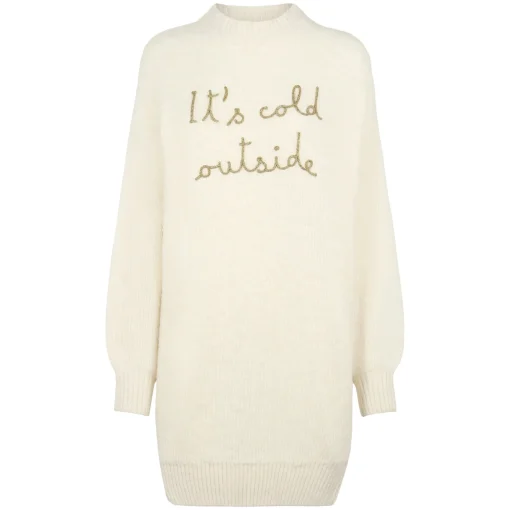 Abito in maglia garzata con ricamo It's cold outside