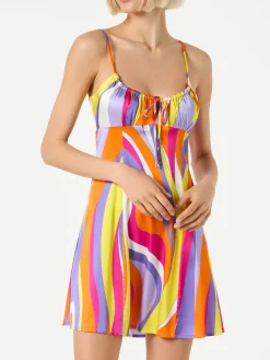 Abito sottoveste con stampa Shape Wave