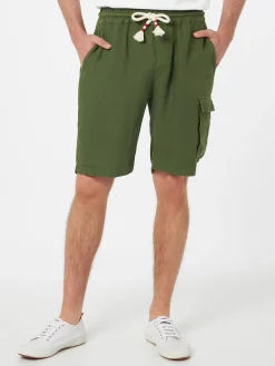 Bermuda da uomo in lino verde militare Marsiglia