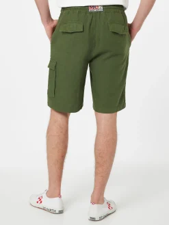 Bermuda da uomo in lino verde militare Marsiglia