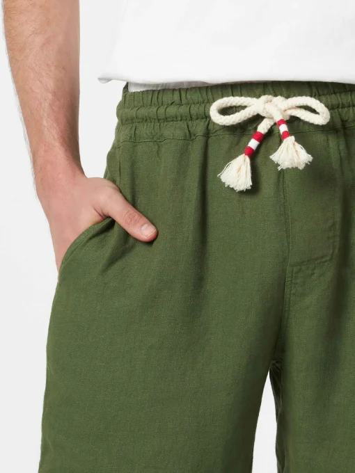 Bermuda da uomo in lino verde militare Marsiglia