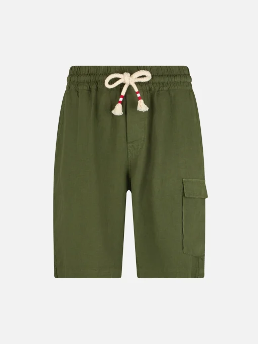 Bermuda da uomo in lino verde militare Marsiglia