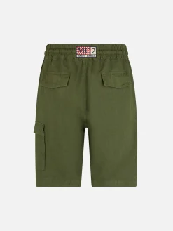 Bermuda da uomo in lino verde militare Marsiglia