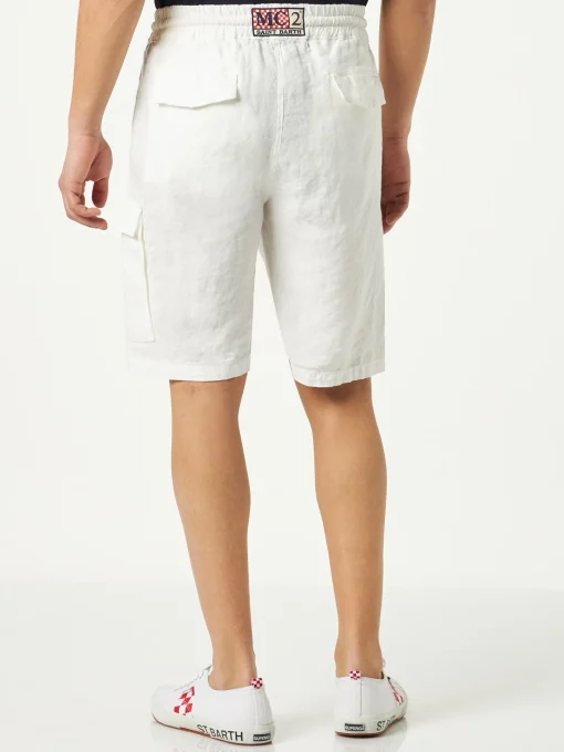 Bermuda in lino bianco