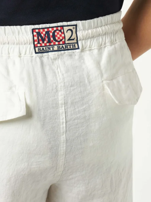 Bermuda in lino bianco