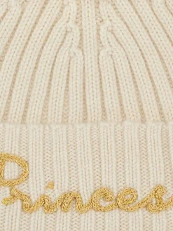 Berretto bianco da bambina con ricamo Principess