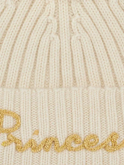Berretto bianco da bambina con ricamo Principess