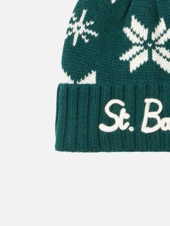 Berretto da bambino verde con fantasia norvegese