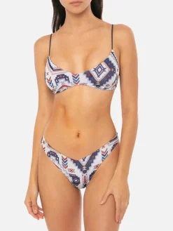 Bikini a bralette glitterato stile azteco