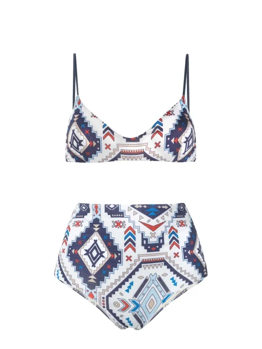 Bikini a bralette glitterato stile azteco