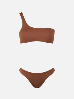Bikini a bralette monospalla marrone da donna Celestine Naomi