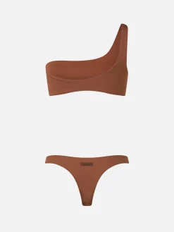 Bikini a bralette monospalla marrone da donna Celestine Naomi