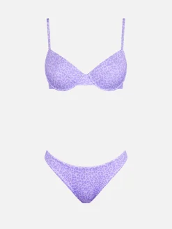 Bikini a bralette stampa animalier con slip da bagno sgambato