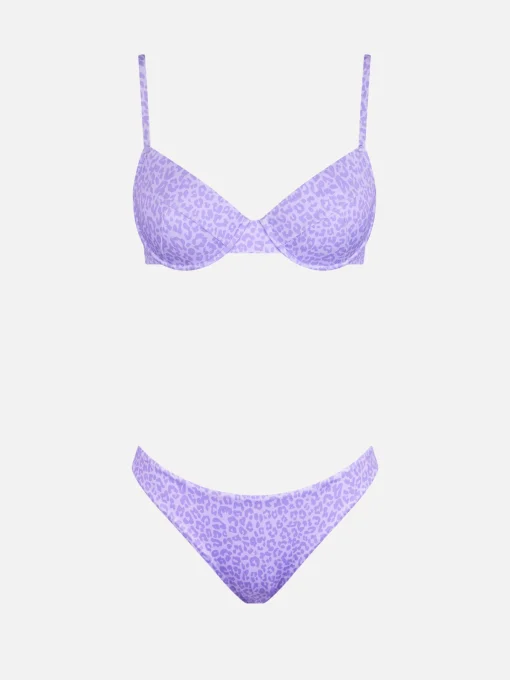 Bikini a bralette stampa animalier con slip da bagno sgambato