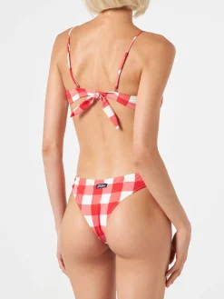 Bikini a bralette vichy con anelli