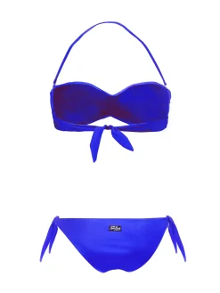 Bikini a fascia drappeggiato bluette