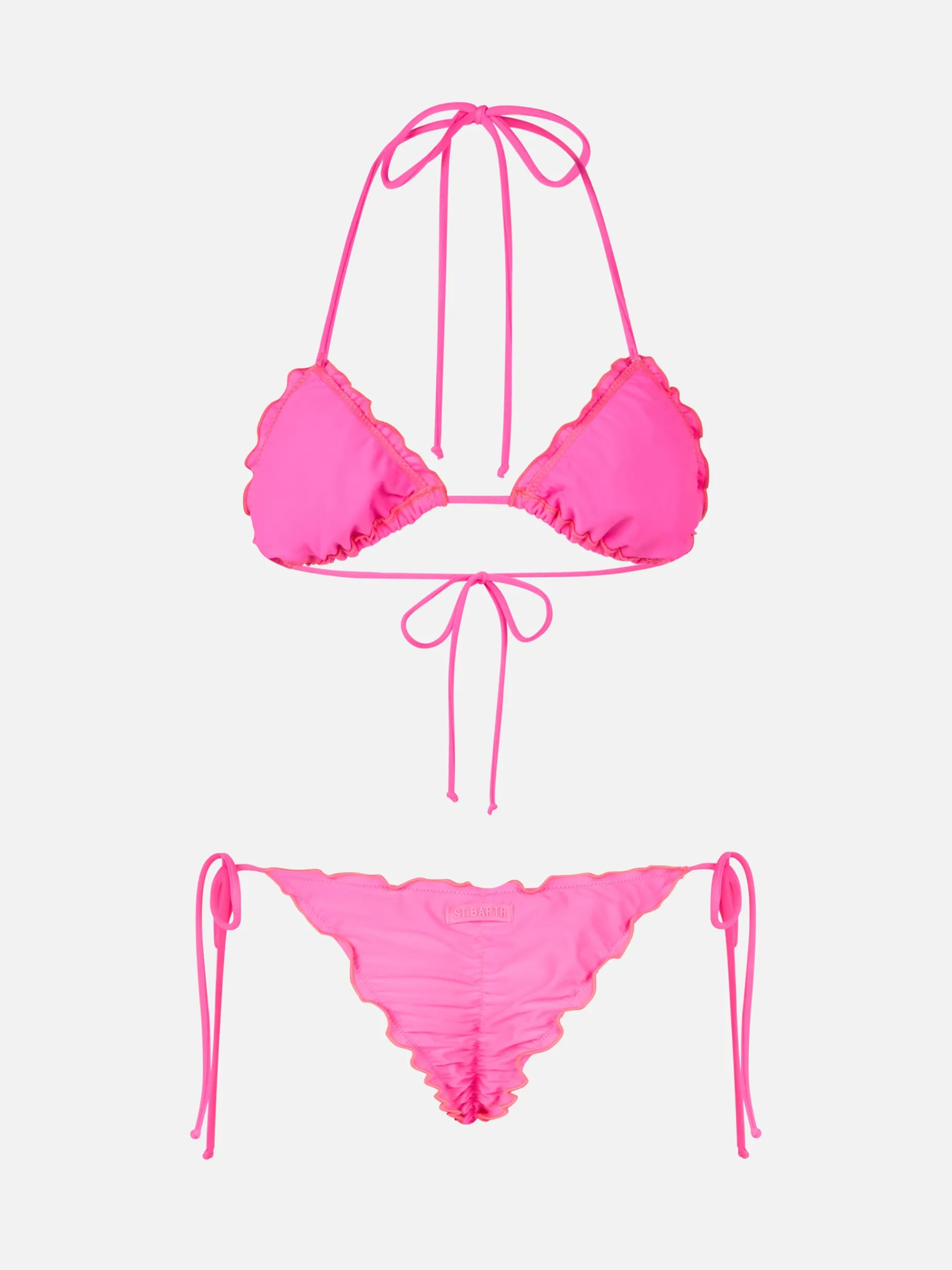 Bikini a triangolo classico rosa fluo da donna Sagittarius Miami