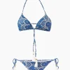 Bikini a triangolo con stampa denim a fiori