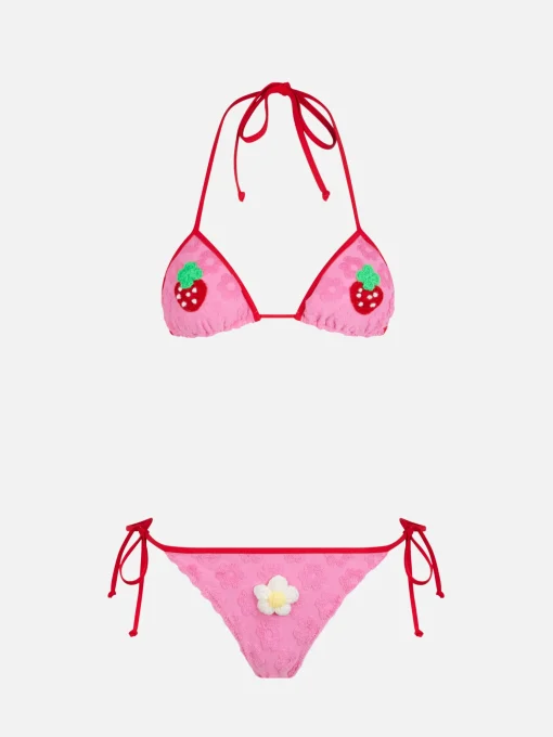 Bikini a triangolo da donna in spugna goffrata Maleah con toppe | BEEPY BELLA SPECIAL EDITION