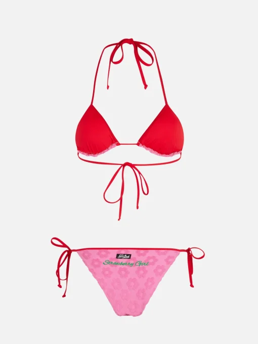 Bikini a triangolo da donna in spugna goffrata Maleah con toppe | BEEPY BELLA SPECIAL EDITION