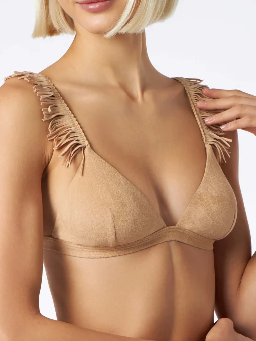 Bikini a triangolo effetto camoscio con slip da bagno sgambato