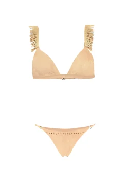 Bikini a triangolo effetto camoscio con slip da bagno sgambato