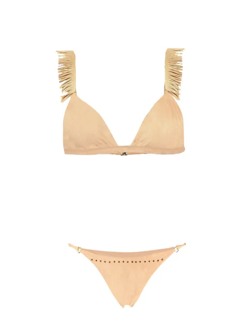 Bikini a triangolo effetto camoscio con slip da bagno sgambato