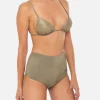 Bikini a triangolo in lurex dorato