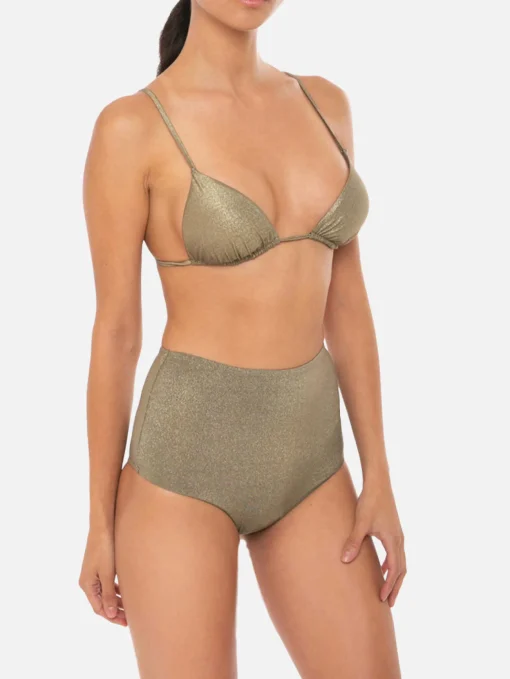Bikini a triangolo in lurex dorato