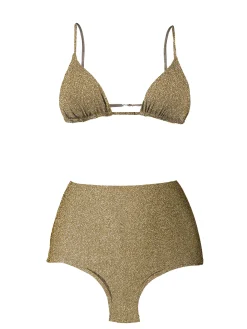 Bikini a triangolo in lurex dorato