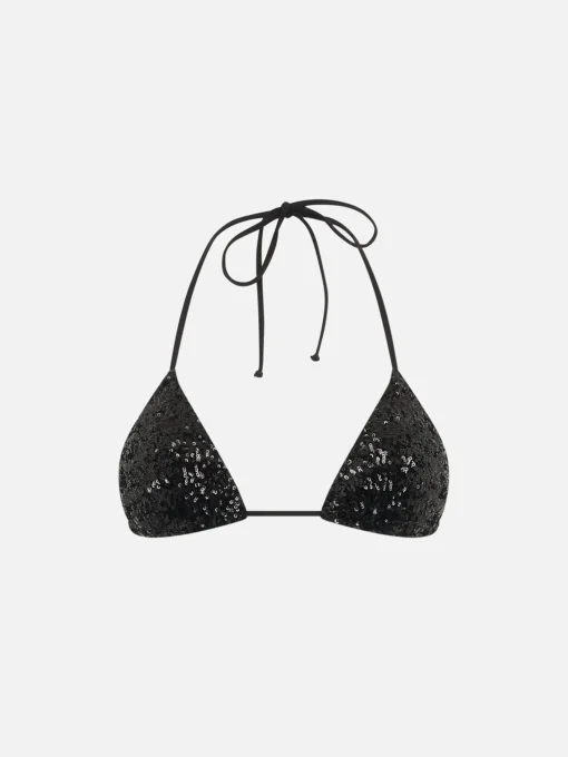 Bikini a triangolo paillettes nere da donna Leah Marielle