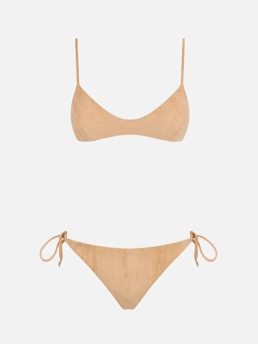 Bikini bralette con frange effetto camoscio