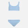 Bikini classico crinkle da bambina a righe azzurre Baker