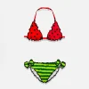 Bikini da bambina a triangolo con stampa anguria