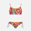 Bikini da bambina a bralette con stampa multicolore